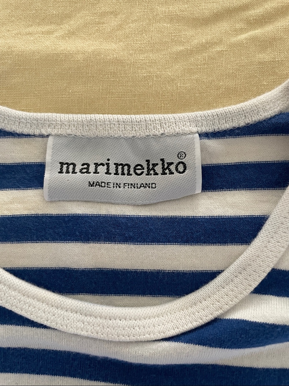Marimekko Mari Top S white/blue preppy nautical cotton breton slim fit - Picture 8 of 10